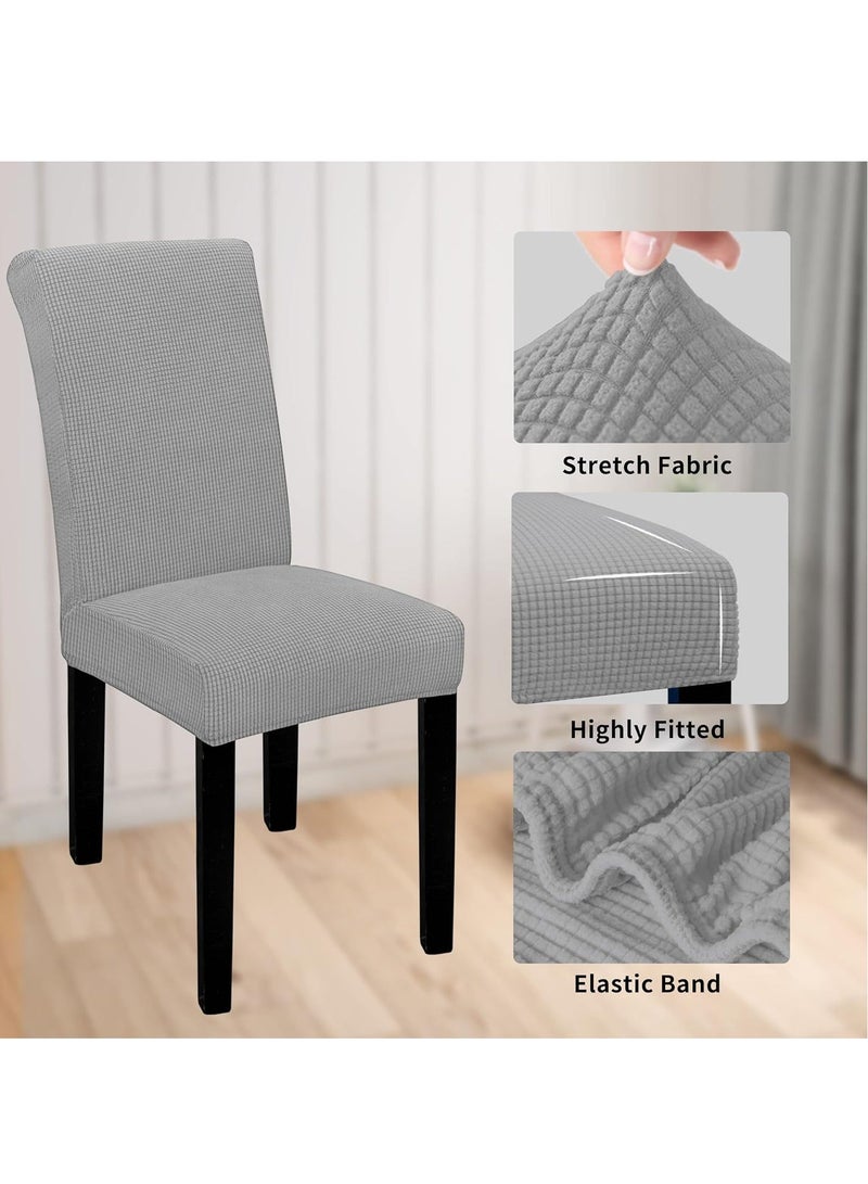 DUNISO Dining Room Chair Cover Set of 4, Stretch Jacquard Parson Chair Slipcover Removable Washable Chair Protector For Home, Restaurant, Banquet (Light Grey) - Image 3