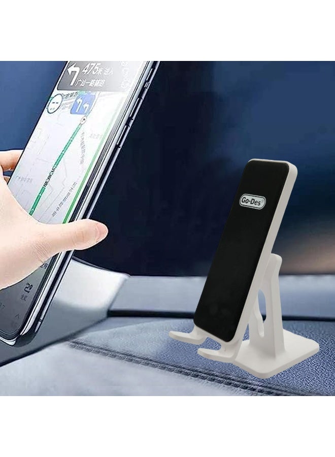 Go-Des GD-HD701 Magnetic Phone Holder with 9 Strong Magnets for Car Dashboard, Desk, & Home, Universal Swivel Mount Stand for GPS Navigation & Hands-Free Calling, Safe, Anti-Fall Mobile Support (Black/White) - Image 3