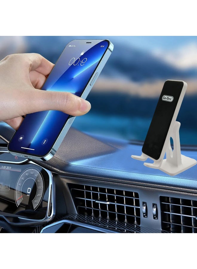 Go-Des GD-HD701 Magnetic Phone Holder with 9 Strong Magnets for Car Dashboard, Desk, & Home, Universal Swivel Mount Stand for GPS Navigation & Hands-Free Calling, Safe, Anti-Fall Mobile Support (Black/White) - Image 4
