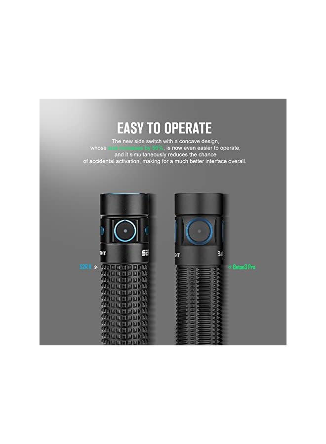 OLIGHT Baton3 Pro 1500 Lumens Rechargeable EDC Flashlight Pocket Flashlight with L-Shape Stand, MCC3, IPX8 Waterproof Flashlight for Outdoor,Camping, Hiking, Walking(Cool White Light: 5700~6700K) - Image 3