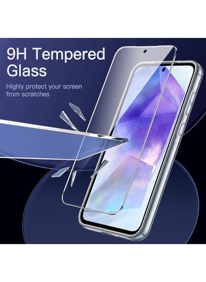 جي تيك جراب 3 في 1 لهاتف Samsung Galaxy A55 5G مع قطعتين من واقي الشاشة وطبقة زجاجية مقواة ومضادة للصدمات وغطاء حماية شفاف للهاتف - Image 3