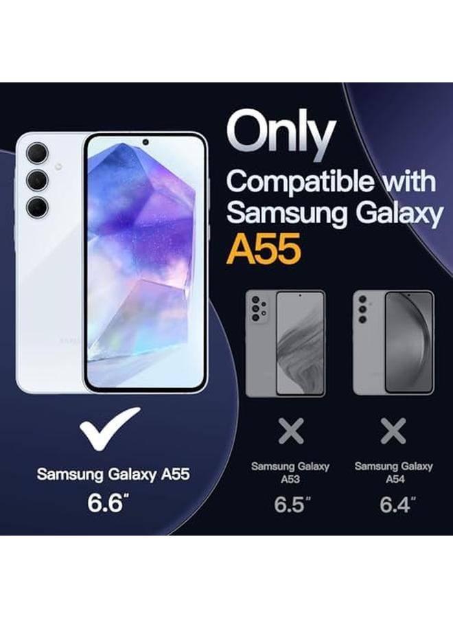 جي تيك جراب 3 في 1 لهاتف Samsung Galaxy A55 5G مع قطعتين من واقي الشاشة وطبقة زجاجية مقواة ومضادة للصدمات وغطاء حماية شفاف للهاتف - Image 2