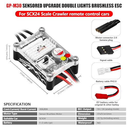 GOUP RC GOUPRC Upgarde Transparent 2204 2400KV Brushless Outrunner Motor with Mount 30A Brushless ESC Combo Kit for SCX24 Axial 124 Remote Control Crawler Truck Car - Image 5