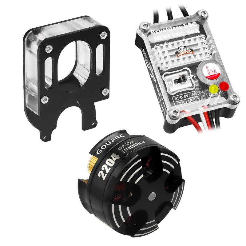 GOUP RC GOUPRC Upgarde Transparent 2204 2400KV Brushless Outrunner Motor with Mount 30A Brushless ESC Combo Kit for SCX24 Axial 124 Remote Control Crawler Truck Car - Image 3