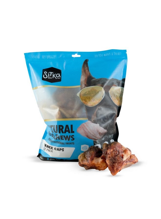 Sitka Farms Beef Knee Caps Smoked Premium Dog Bones - 12 Count - Natural Long Lasting Dog Treats - Low Fat High Protein Dog Bones - Natural Beef Chews - Meaty Bones - Image 1