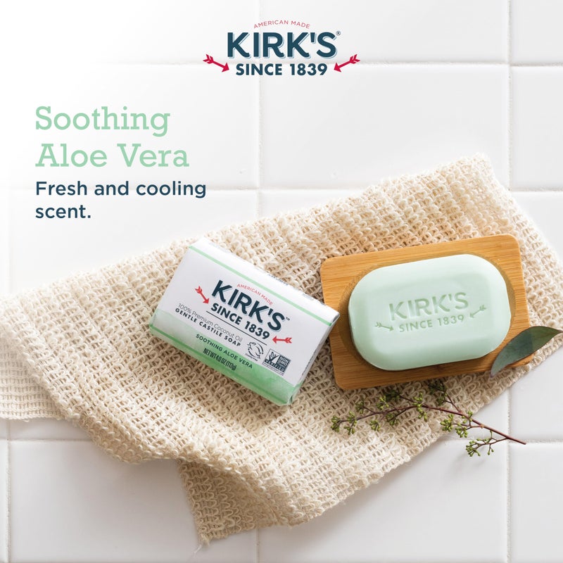 Kirk's Natural Original Coco Castile Soap with Aloe Vera, Pack of 3 - Image 5