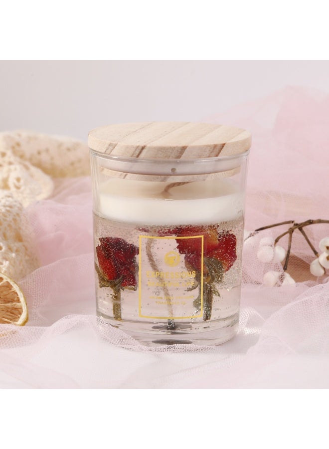 Expressions 4-piece set Crystal Jelly Aromatherapy Candle Gift Set, including plant flowers, night lighting, 12.35 ounces, burning time of 45 hours, perfect home decoration, gift selection, floral fragrance - Image 3