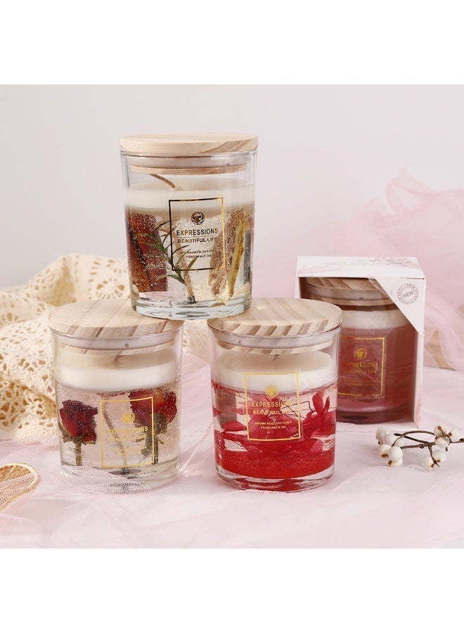 Expressions 4-piece set Crystal Jelly Aromatherapy Candle Gift Set, including plant flowers, night lighting, 12.35 ounces, burning time of 45 hours, perfect home decoration, gift selection, floral fragrance - Image 5