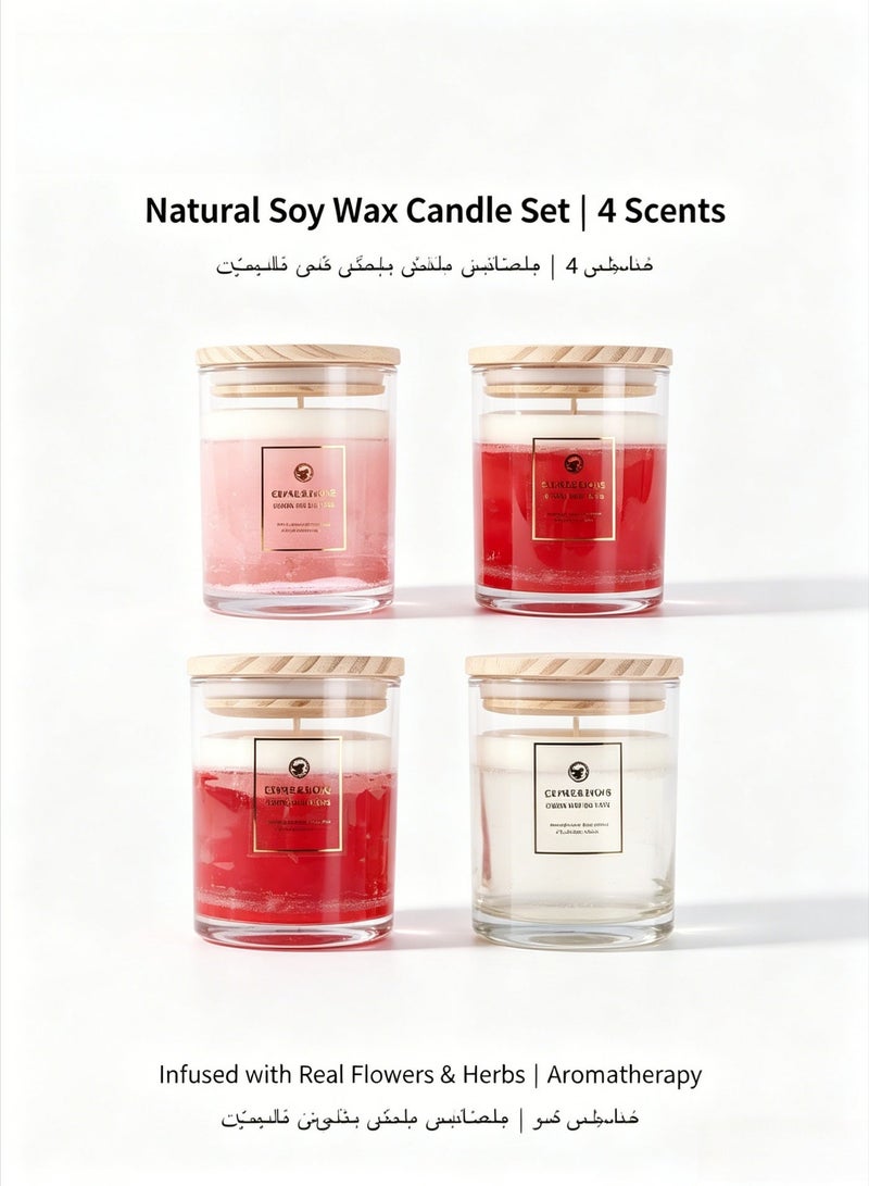 Expressions 4-piece set Crystal Jelly Aromatherapy Candle Gift Set, including plant flowers, night lighting, 12.35 ounces, burning time of 45 hours, perfect home decoration, gift selection, floral fragrance - Image 1