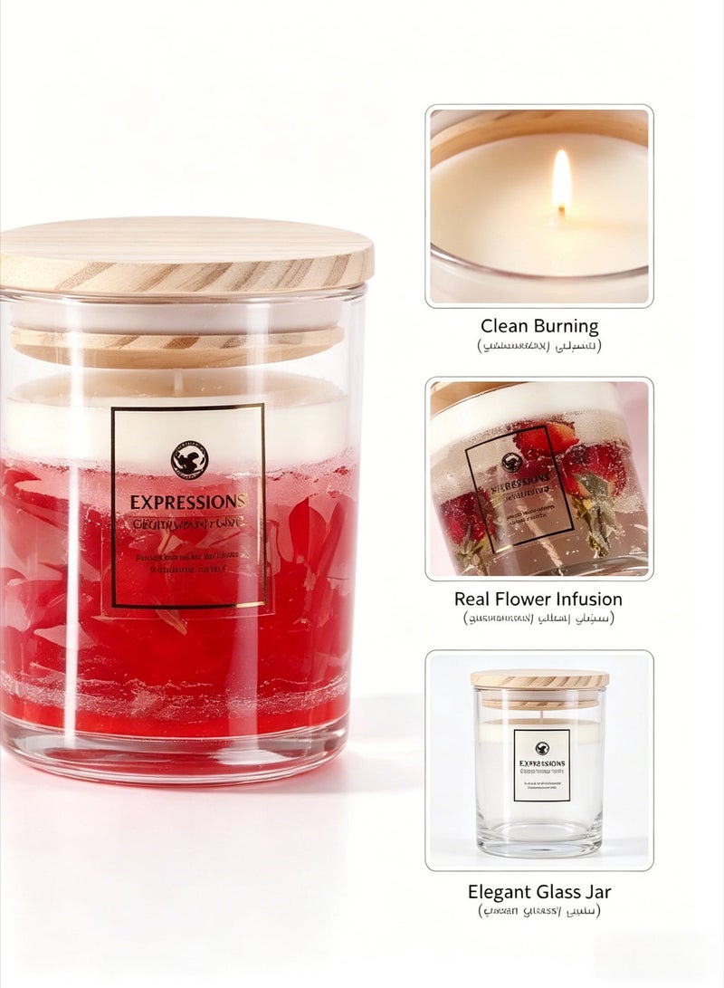 Expressions 4-piece set Crystal Jelly Aromatherapy Candle Gift Set, including plant flowers, night lighting, 12.35 ounces, burning time of 45 hours, perfect home decoration, gift selection, floral fragrance - Image 3