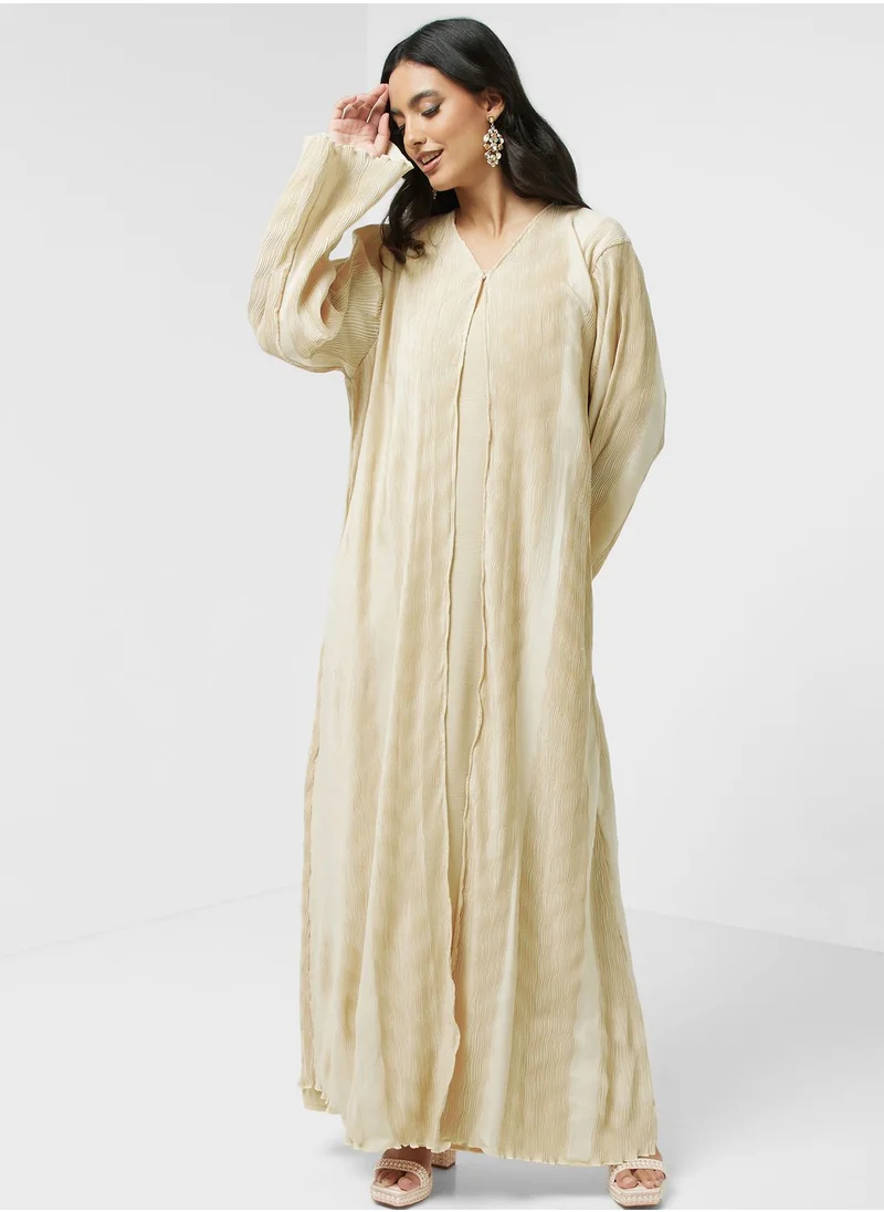 hayas closet V-Neck Pleated Abaya