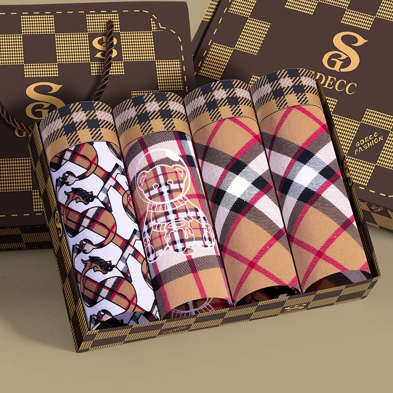 S620 Classic Retro Printed Cotton Underwear 3/4 Gift Box - Image 1
