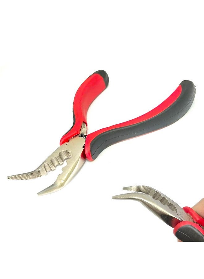 لوويجز كماشة تمديد الشعر مع 3 فتحات صغيرة لحلقات النانو الدقيقة لفتح وفك وصلات الشعر وأداة الإزالة (قطعة واحدة، أسود-أحمر) - Image 1