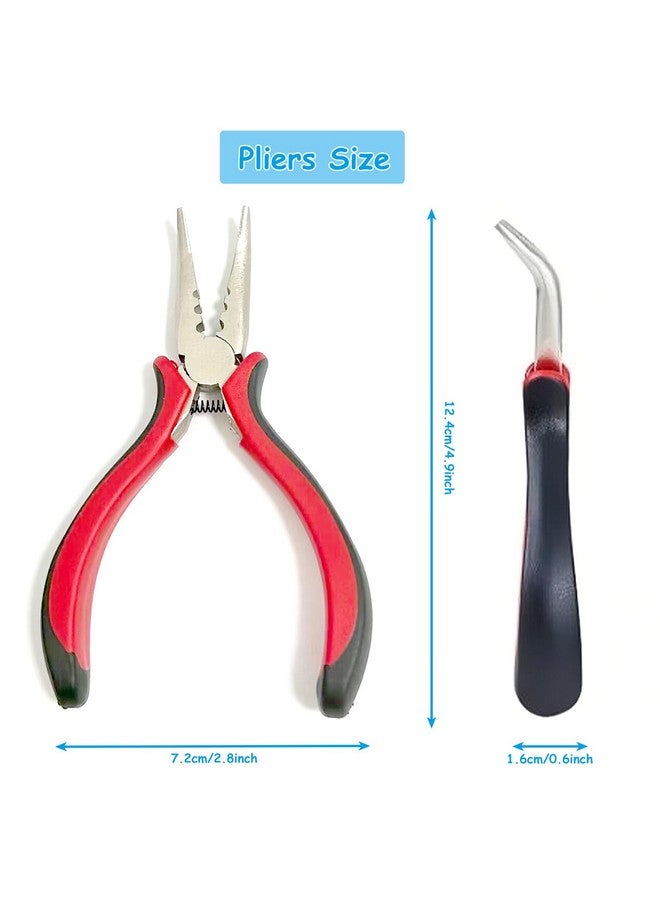 لوويجز كماشة تمديد الشعر مع 3 فتحات صغيرة لحلقات النانو الدقيقة لفتح وفك وصلات الشعر وأداة الإزالة (قطعة واحدة، أسود-أحمر) - Image 2