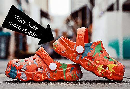 INMINPIN Kids Cute Clogs Cartoon Garden Shoes Boys Girls Slides Slippers Indoor Outdoor Children Water Shower Beach Pool Sandals,Orange,8.5-9.5 Toddler,Kids - Image 4