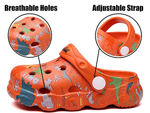 INMINPIN Kids Cute Clogs Cartoon Garden Shoes Boys Girls Slides Slippers Indoor Outdoor Children Water Shower Beach Pool Sandals,Orange,8.5-9.5 Toddler,Kids - Image 3