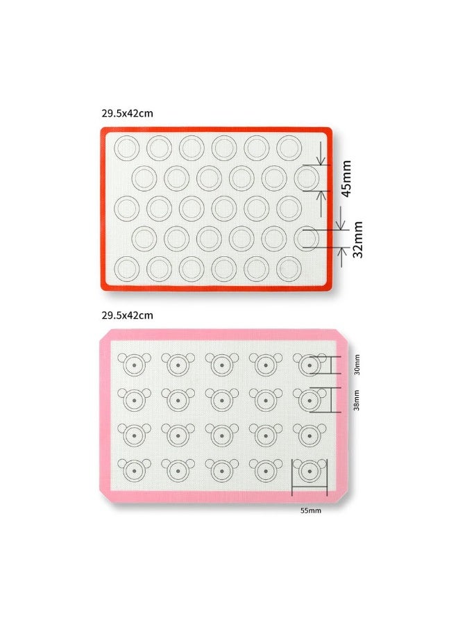 JZS Silicone Baking Mat, Set of 2 Reusable Non Stick Heat Resistant Silicon Cookie Oven Liner for Macaroons, Bake Pans, Pizza, Toaster, Cake and Bread Making - Image 2