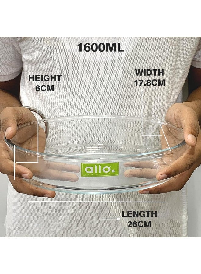 Allo Allo Borosilicate Oval Glass Baking Dish, Baking Tray, Oven and Microwave Safe, 1600ml, Transparent  - Image 5