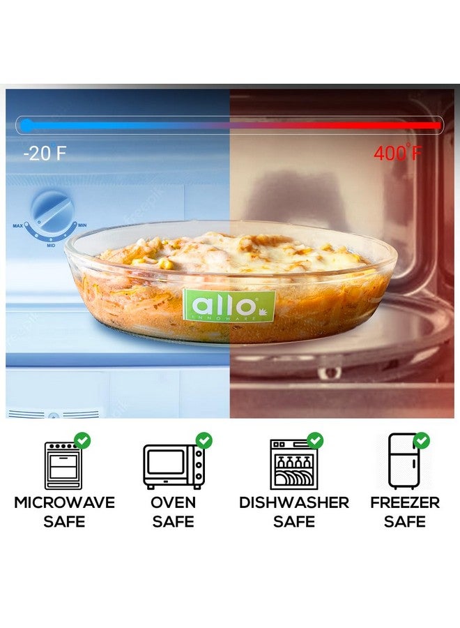 Allo Allo Borosilicate Oval Glass Baking Dish, Baking Tray, Oven and Microwave Safe, 1600ml, Transparent  - Image 2