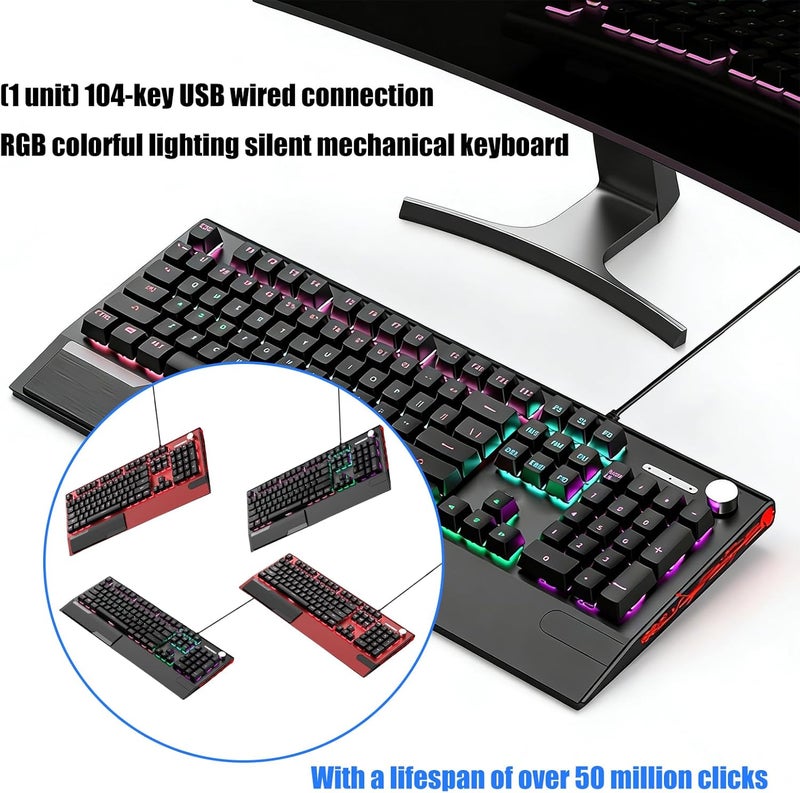 104 Key Code USB Mechanical Gaming Keyboard RGB Backlit N Rollover Switch Enhanced RGB Lighting Keyboard - Image 2