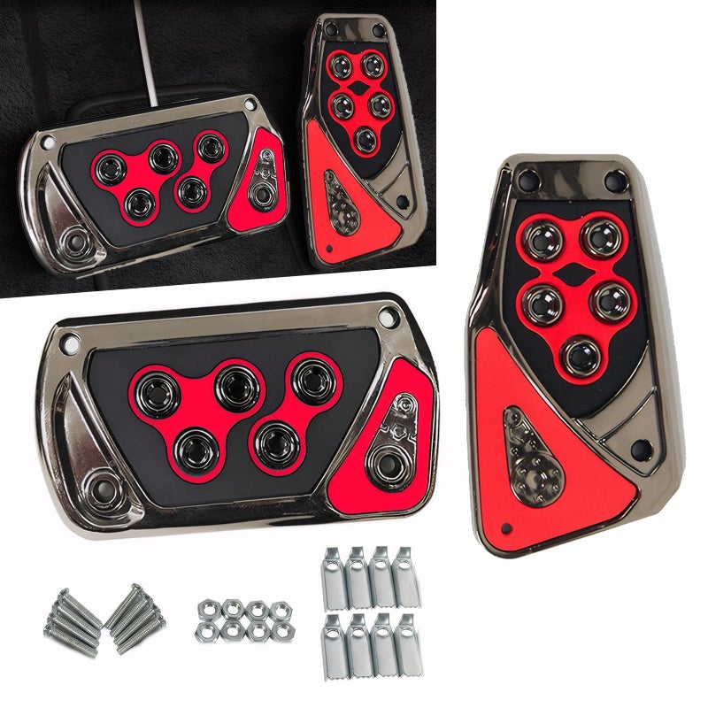 Merdege Pack of 2 Car Pedal Covers AntiSlip Vehicle Foot Treadle 255In x 511In Automatic Pedal Pad Universal Accessories for Most Cars Red - Image 3