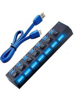 Wozlo 7 Port USB 3.0 Multiplexer Hub with LED On/off Switch  - Image 1
