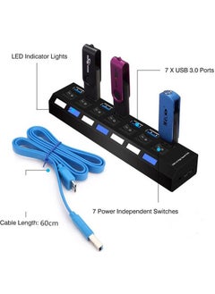 Wozlo 7 Port USB 3.0 Multiplexer Hub with LED On/off Switch  - Image 4