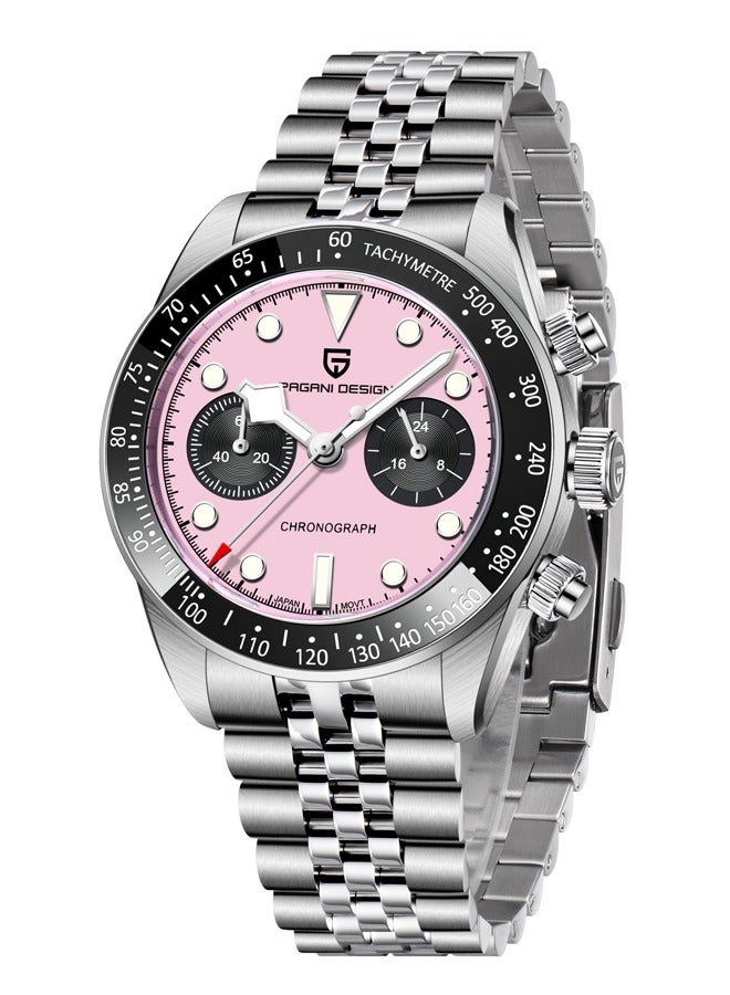 PAGANI DESIGN Men's Watch Chronograph Watch VK34 Quartz Movement Ceramic Bezel Stainless Steel Strap 100m Water Resistant Luminous Luxury Business Watch - Image 1