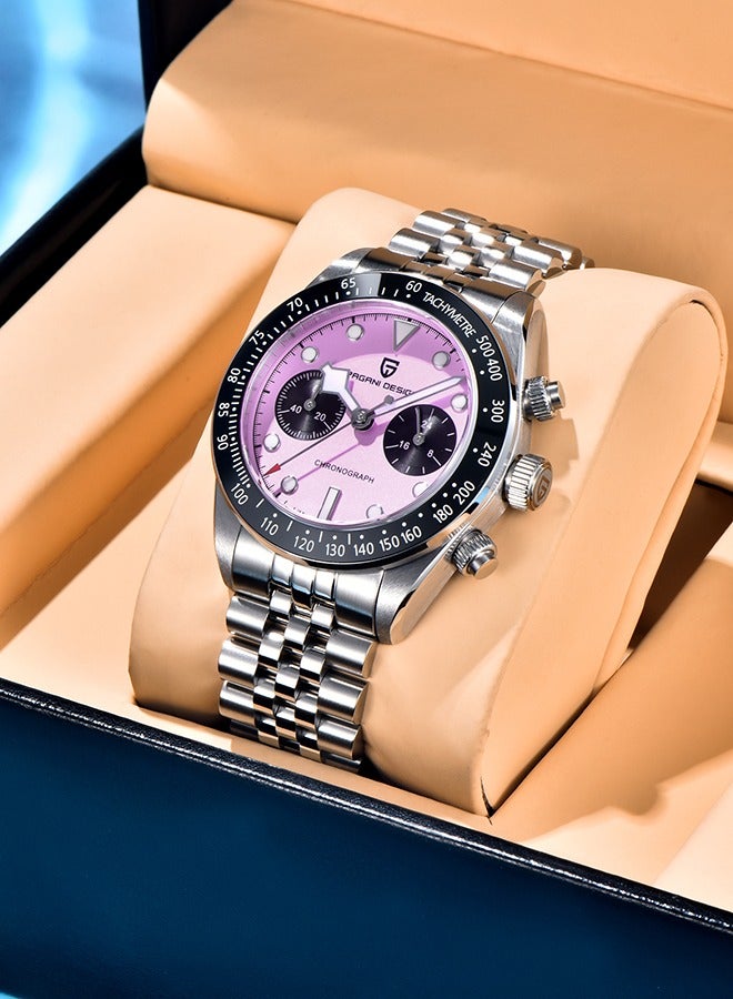 PAGANI DESIGN Men's Watch Chronograph Watch VK34 Quartz Movement Ceramic Bezel Stainless Steel Strap 100m Water Resistant Luminous Luxury Business Watch - Image 3