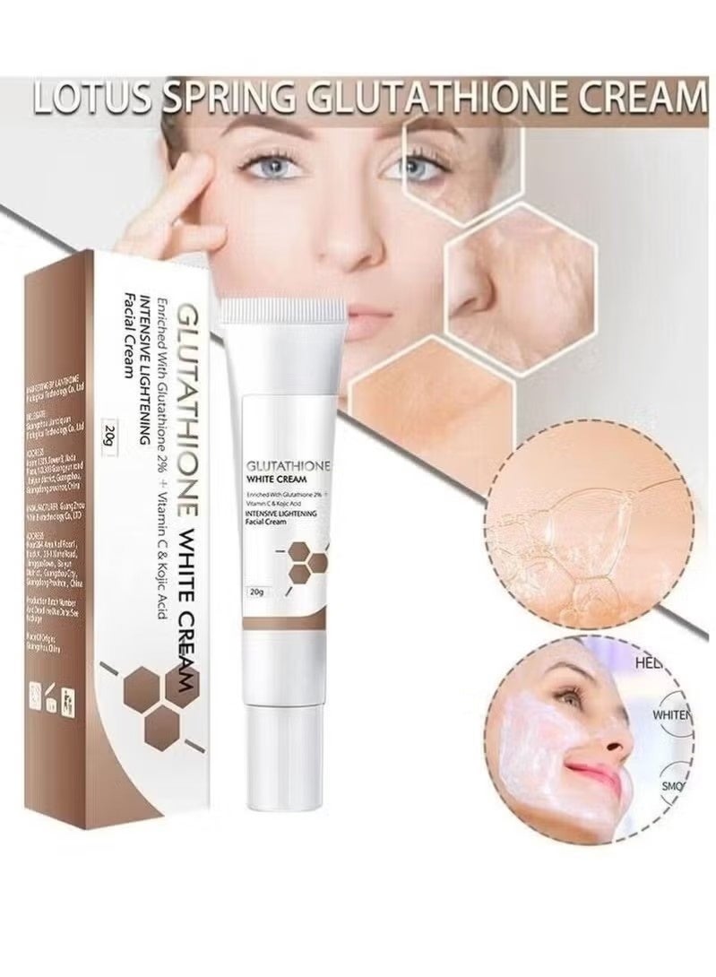 Lanthome Glutathione White Cream Facial Dark Spots Remover 2% Glutathione Face Cream Whitening Moisturizing Facial Cream Face Moisturizer Facial Skin Care Cream Intensive Lightening Facial Cream 20g - Image 3