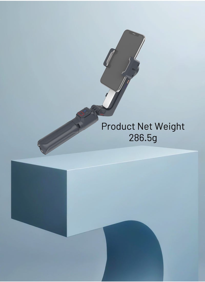 Porodo 2-Axis Gimbal Stabilizer Anti-Shake Gimbal with rotatable central control and Extension Rod & Built-in Tripod - Black