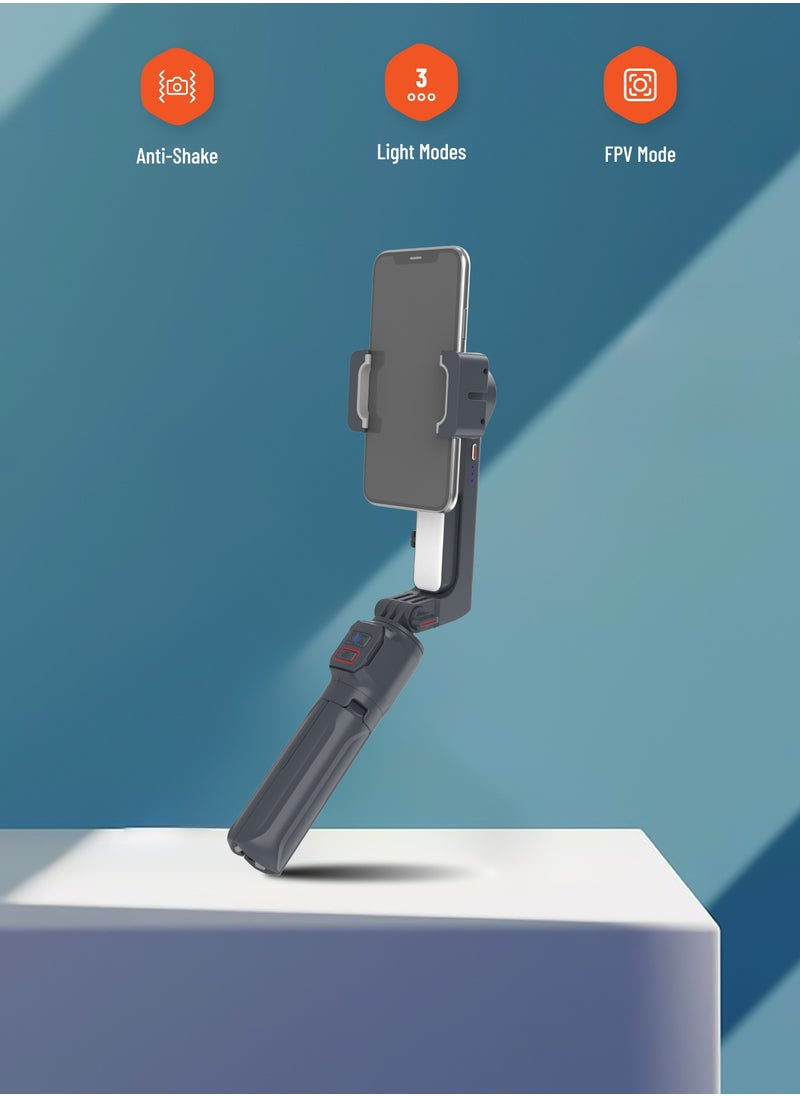 porodo Porodo 2-Axis Gimbal Stabilizer Anti-Shake Gimbal with rotatable central control and Extension Rod & Built-in Tripod - Black  - Image 3