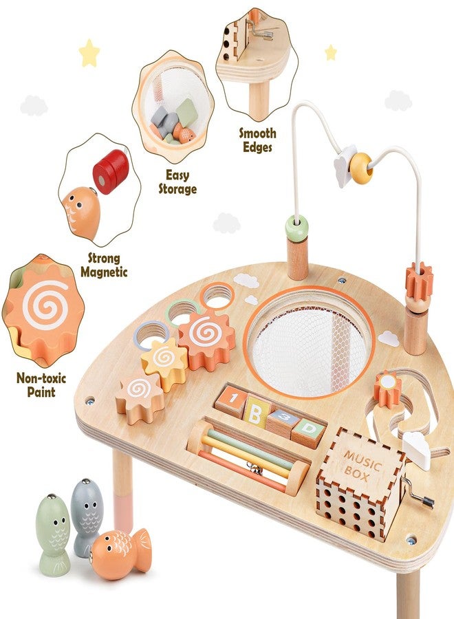 Vanplay Activity Table for 1 Year Old, Montessori Toys for 1 2 Year Old Girls Boy Gifts, 8 in 1 Wooden Sensory Play Table for Toddler 1-3, Learning Toys for Baby 12-18 Months 1st Christmas Birthday Gifts - Image 5