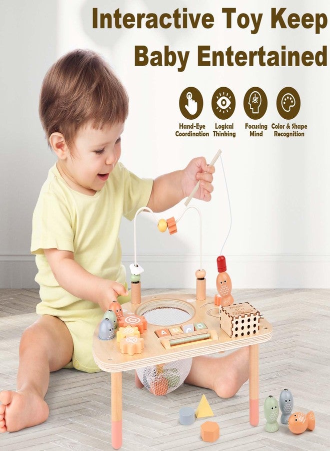 Vanplay Activity Table for 1 Year Old, Montessori Toys for 1 2 Year Old Girls Boy Gifts, 8 in 1 Wooden Sensory Play Table for Toddler 1-3, Learning Toys for Baby 12-18 Months 1st Christmas Birthday Gifts - Image 3