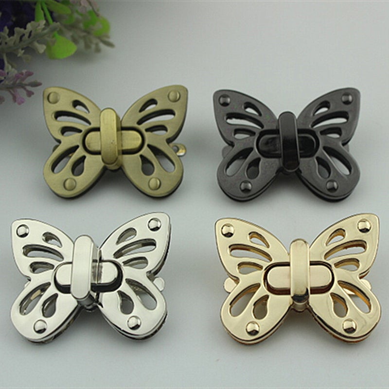 2PCS Female Bag Hardware Accessories Delicate Butterfly Twist Lock Zinc Alloy Handbag Lock Buckle for Handbag Bag - Image 3