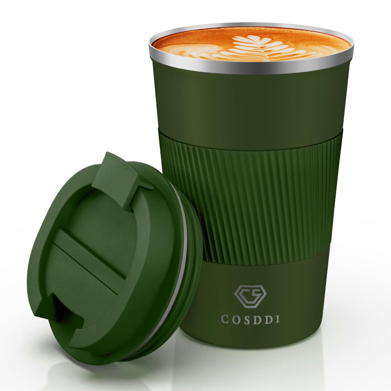 12 oz Stainless Steel Vacuum Insulated Tumbler  Coffee Travel Mug Spill Proof with Lid  Thermos Cup for Keep HotIce CoffeeTea and Beer 3rd Green