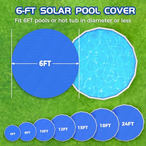 Evoio Solar Pool Cover 6 ft Round for Above Ground Inground Pools Bubble Wrap Covers for Hot Tub Spa Thermal Heating, 15 Mil Circle Blue Floating Blanket for 6-24 Foot Feet Diameter Swimming Pools - Image 4