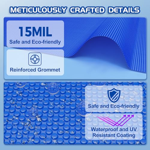 Evoio Solar Pool Cover 6 ft Round for Above Ground Inground Pools Bubble Wrap Covers for Hot Tub Spa Thermal Heating, 15 Mil Circle Blue Floating Blanket for 6-24 Foot Feet Diameter Swimming Pools - Image 2