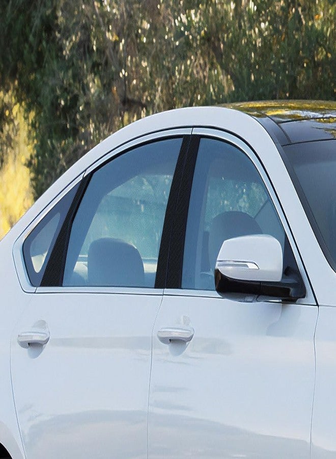 Rvinyl Pillar Post Window Trim Compatible with Hyundai Genesis 2009-2014 - Carbon Fiber 4D (Black) - Image 1