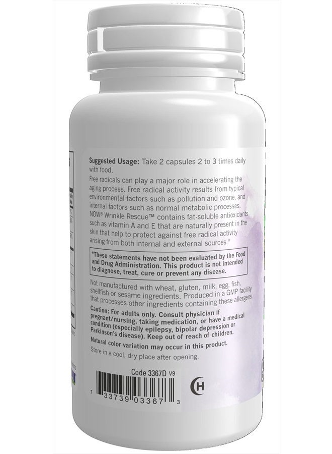 now Solutions, Wrinkle Rescue™ Capsules, Targeted Blend with Vitamins A, C and E, 60 Capsules - Image 3