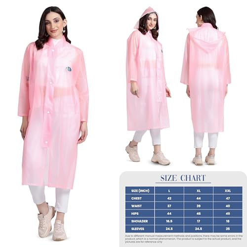 HACER Victoria Raincoat Waterproof Full Length Rainwear with Hood and Pockets for Women & Ladies Carry Bag Included- (Random Color, Size- 50, XL) - Image 3