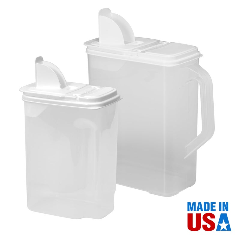 Buddeez Pet Food Storage Containers - 2 Count Bird Seed Dispenser with Pour Tight Lids and Easy Pour Spouts, 8 Qt and 3.5 Qt, Bird Seed Storage for Small and Large Feed, BPA Free - Image 2