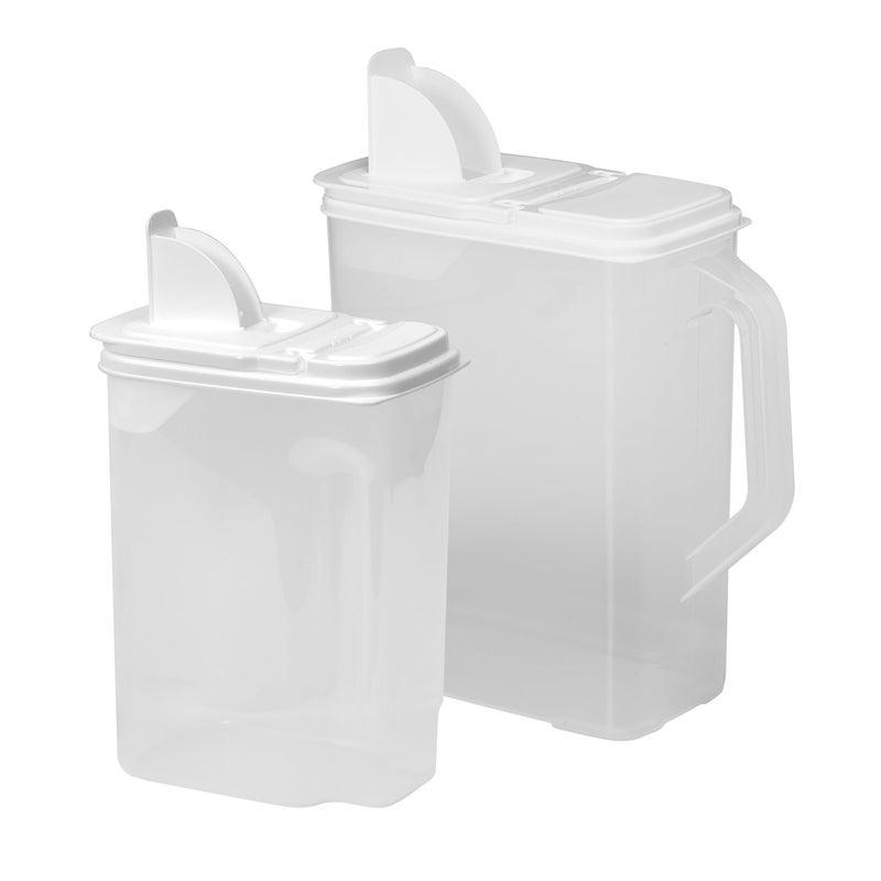 Buddeez Pet Food Storage Containers - 2 Count Bird Seed Dispenser with Pour Tight Lids and Easy Pour Spouts, 8 Qt and 3.5 Qt, Bird Seed Storage for Small and Large Feed, BPA Free - Image 1