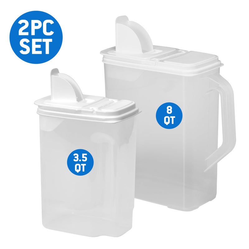 Buddeez Pet Food Storage Containers - 2 Count Bird Seed Dispenser with Pour Tight Lids and Easy Pour Spouts, 8 Qt and 3.5 Qt, Bird Seed Storage for Small and Large Feed, BPA Free - Image 3