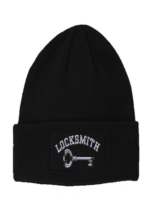 Speedy Pros Patch Beanie for Men & Women Locksmith Embroidery Acrylic Skull Cap Hats Black 1 Size - Image 1