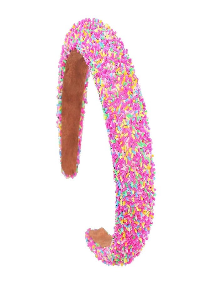 Totelux Sprinkle Candy Headband Rainbow Padded Wide Hair Bands Glitter Confetti Donut Hair Accessories for Women Birthday Party Supplies - Image 1