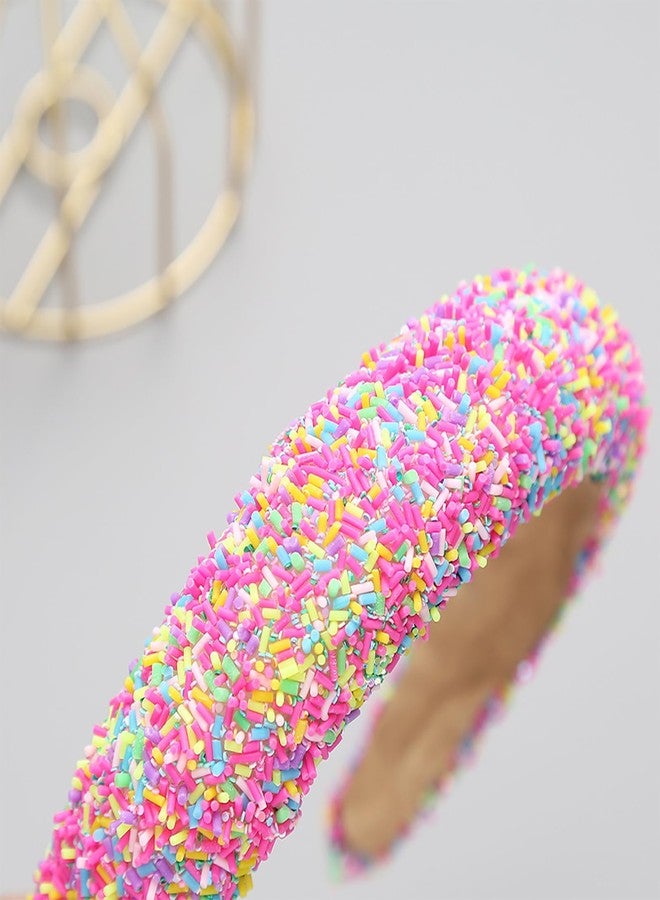 Totelux Sprinkle Candy Headband Rainbow Padded Wide Hair Bands Glitter Confetti Donut Hair Accessories for Women Birthday Party Supplies - Image 5
