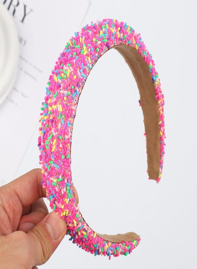 Totelux Sprinkle Candy Headband Rainbow Padded Wide Hair Bands Glitter Confetti Donut Hair Accessories for Women Birthday Party Supplies - Image 3