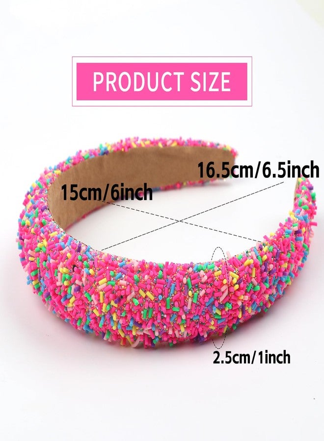 Totelux Sprinkle Candy Headband Rainbow Padded Wide Hair Bands Glitter Confetti Donut Hair Accessories for Women Birthday Party Supplies - Image 4