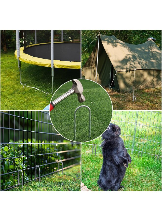 6 PCS Rebar Stakes, U Hook Tent Stakes Heavy Duty Long Galvanized Ground Anchors Metal Spikes Landscape Yard Stakes for Chain Link Fence 12 Inch - Image 3